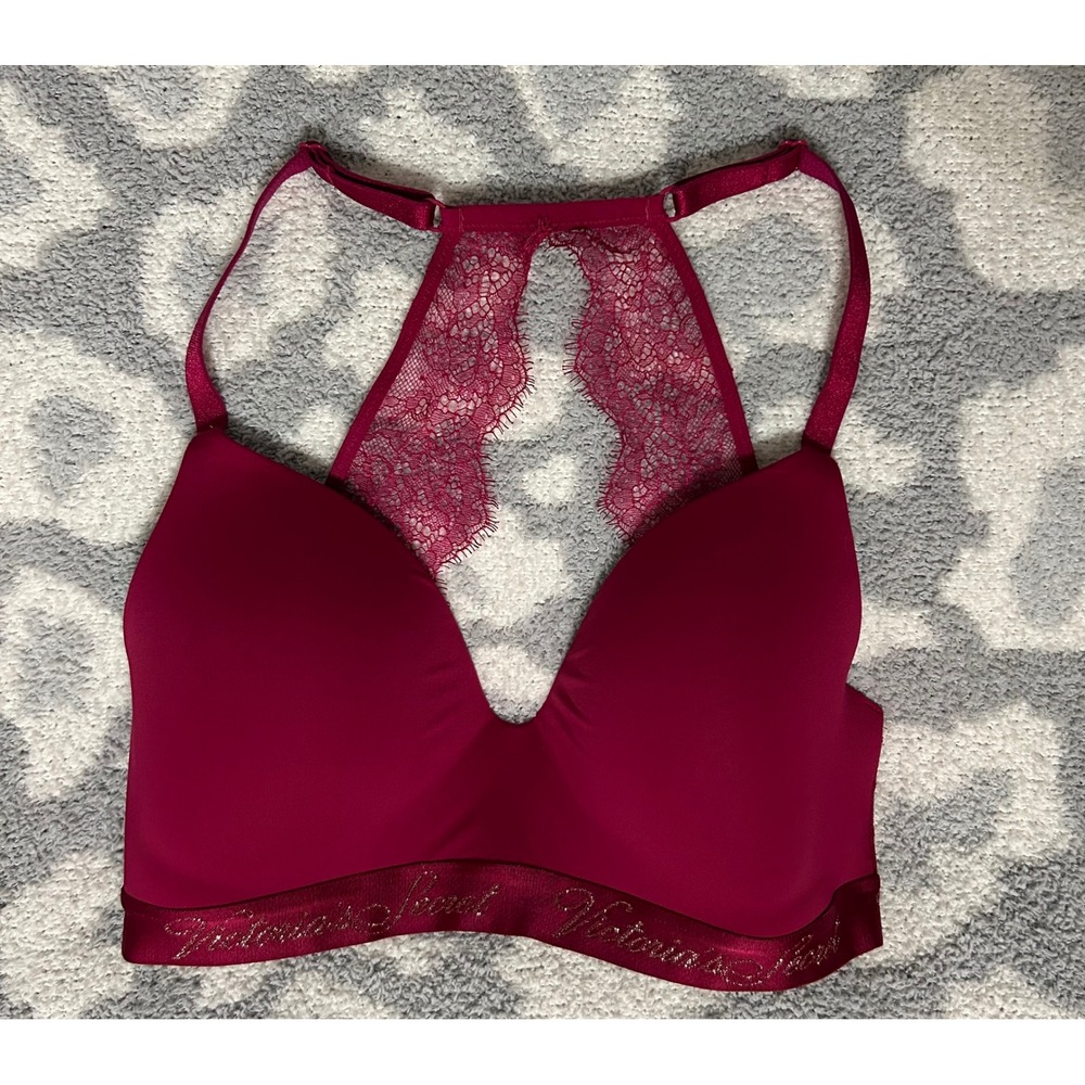Victoria's Secret Body by Victoria Perfect Shape Bra 32DD Fuchsia Lace Underwire